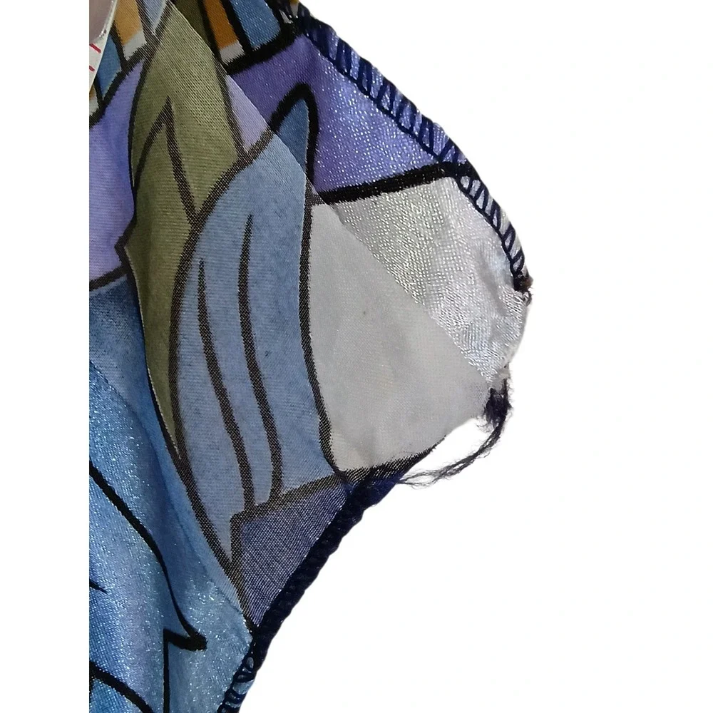 Picasso Tribute Art Print Scarf Blue Gold Cubist Abstract Square Head Wrap 34in